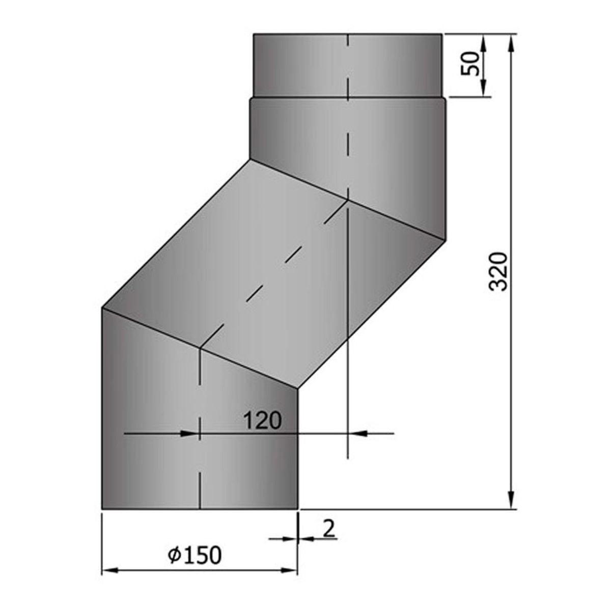 S-Bøjning Forskyder 20-80 mm Ø150 mm - Grå - 120 mm