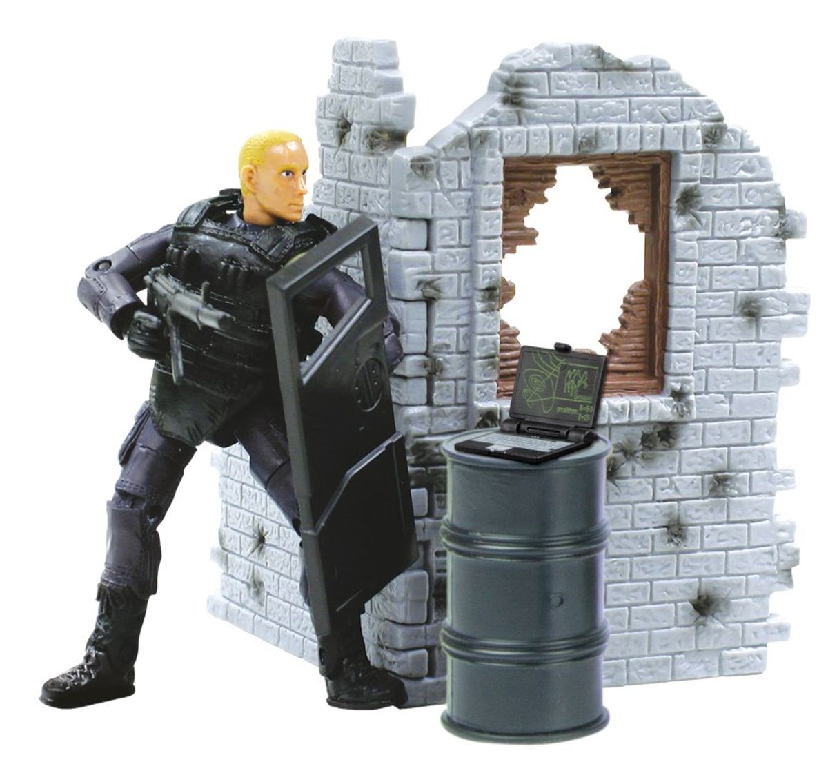 S.W.A.T. Politibetjent Action Figur med væg Type A 1:18