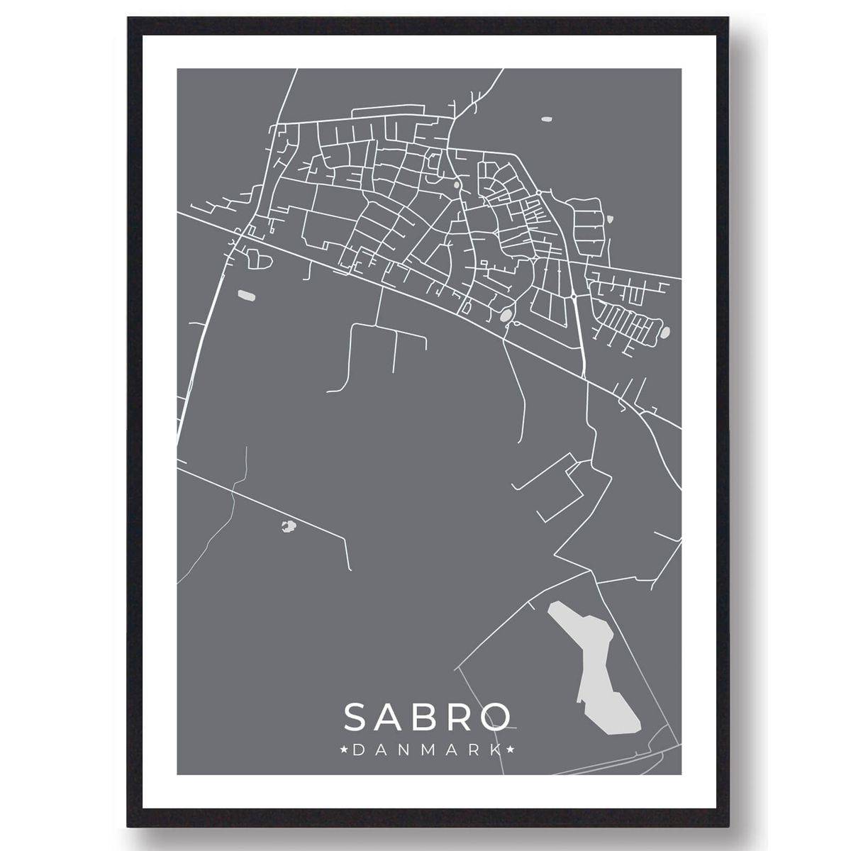 Sabro by plakat - grå (Størrelse: L - 50x70cm (B2))