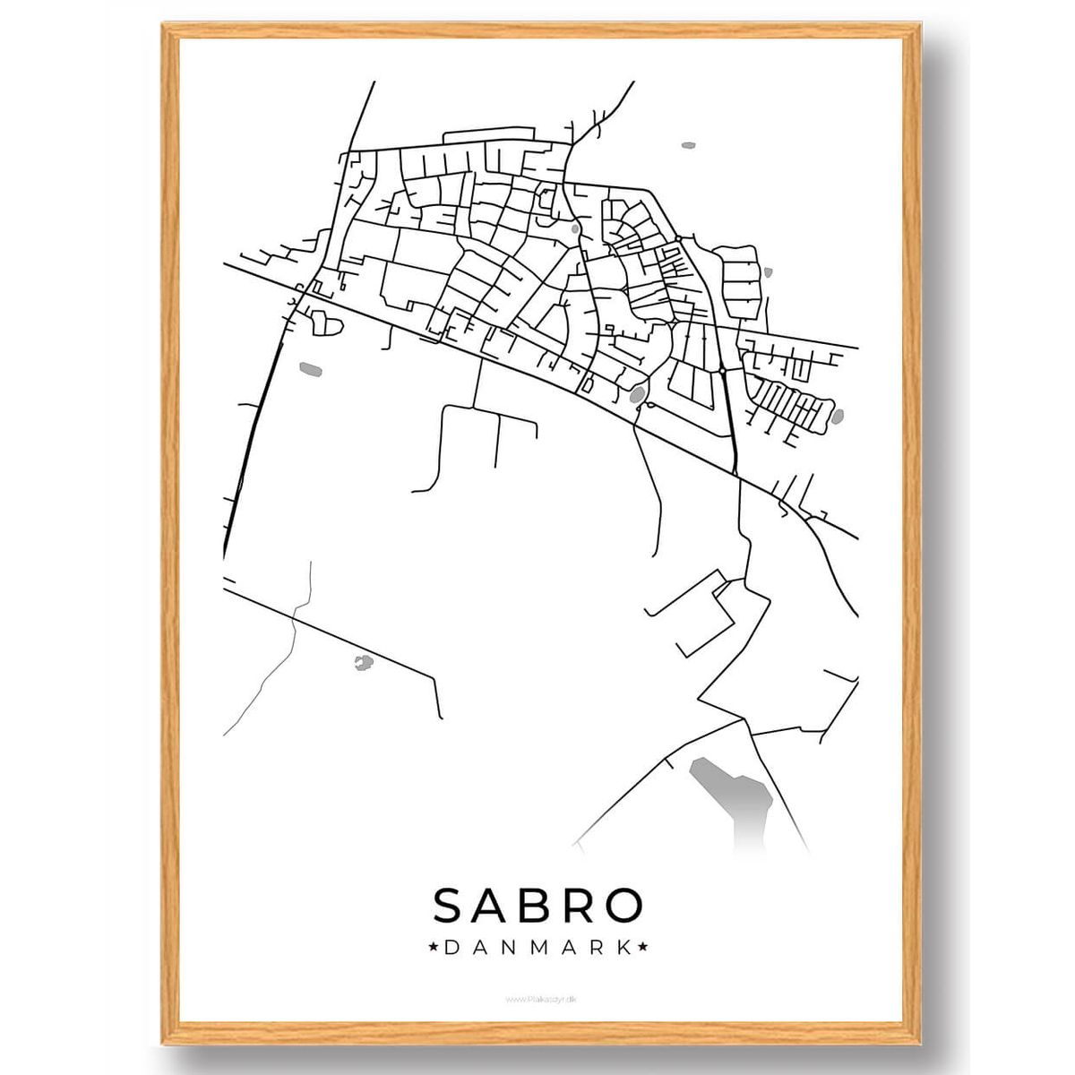 Sabro by plakat - hvid (Størrelse: M - 30x40cm)