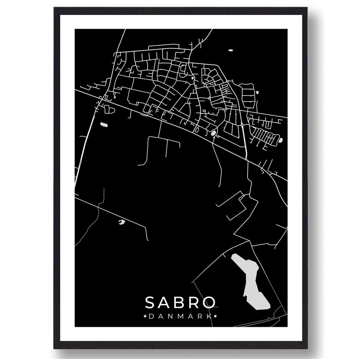 Sabro by plakat - sort (Størrelse: M - 30x40cm)