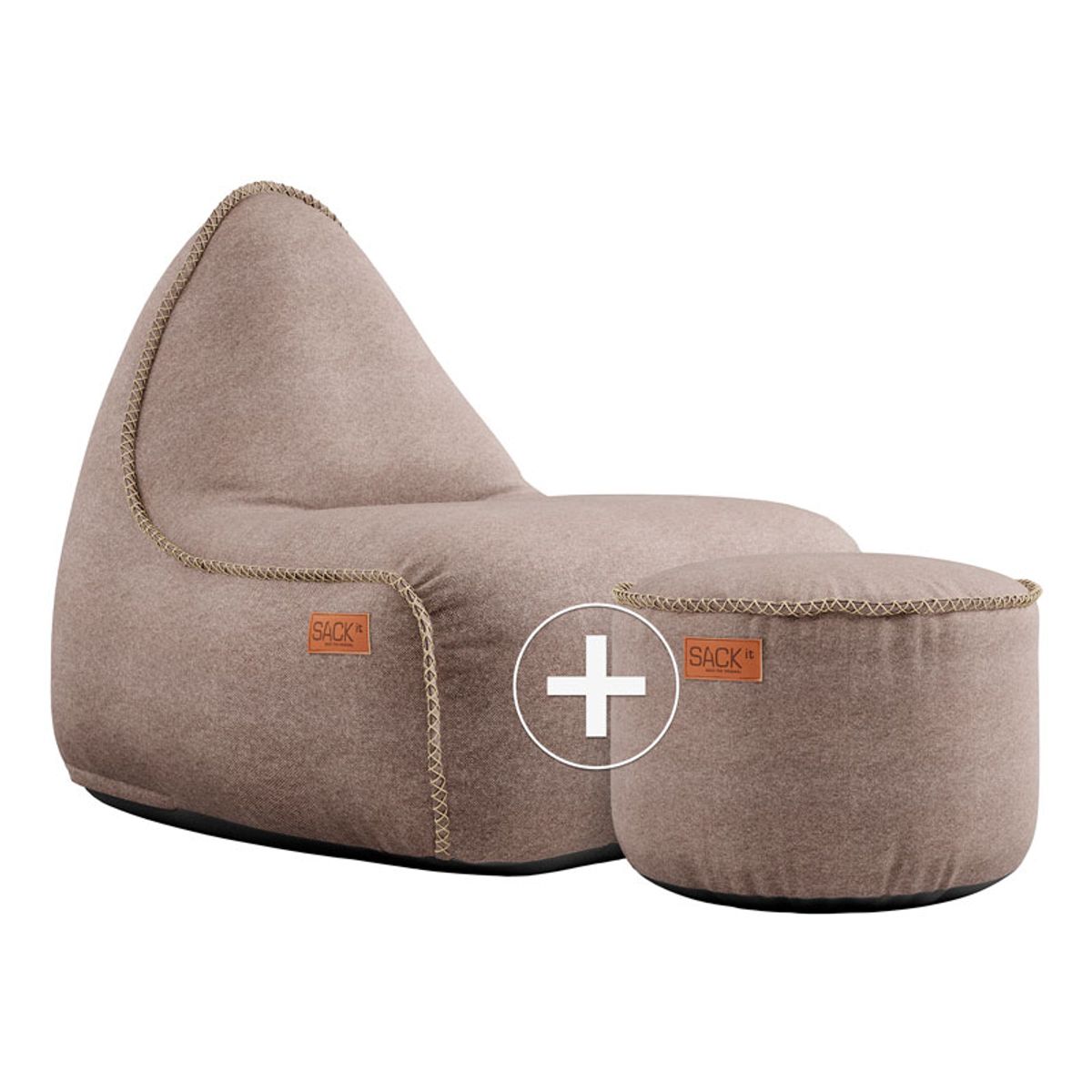 SACKit Canvas Lounge Chair og Pouf - Sand