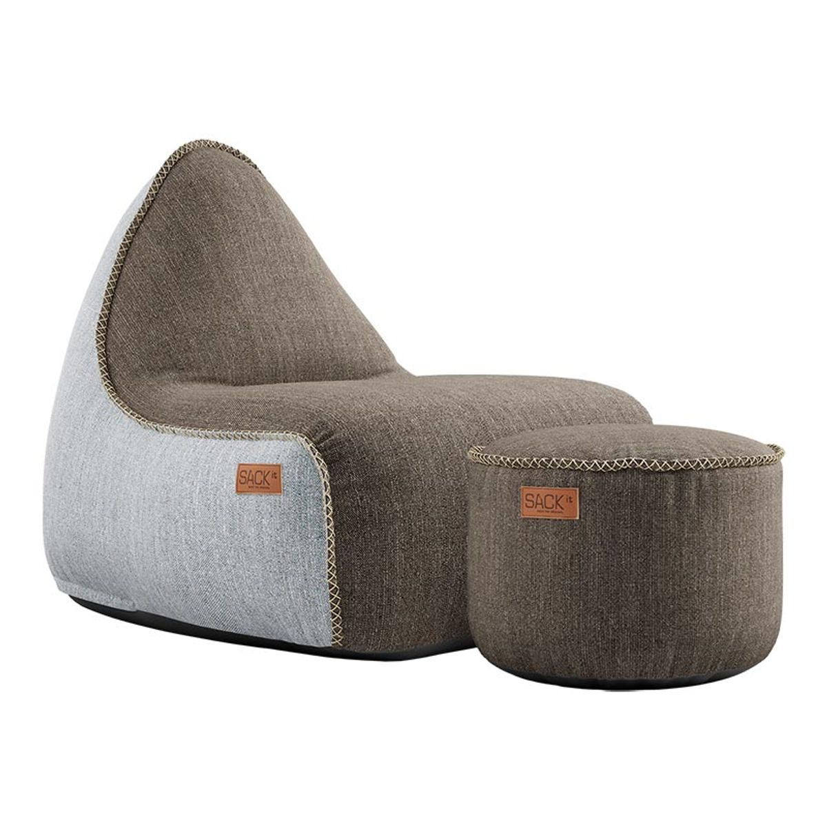 SACKit Cobana Lounge Chair og Pouf - Brun/hvid + Brun