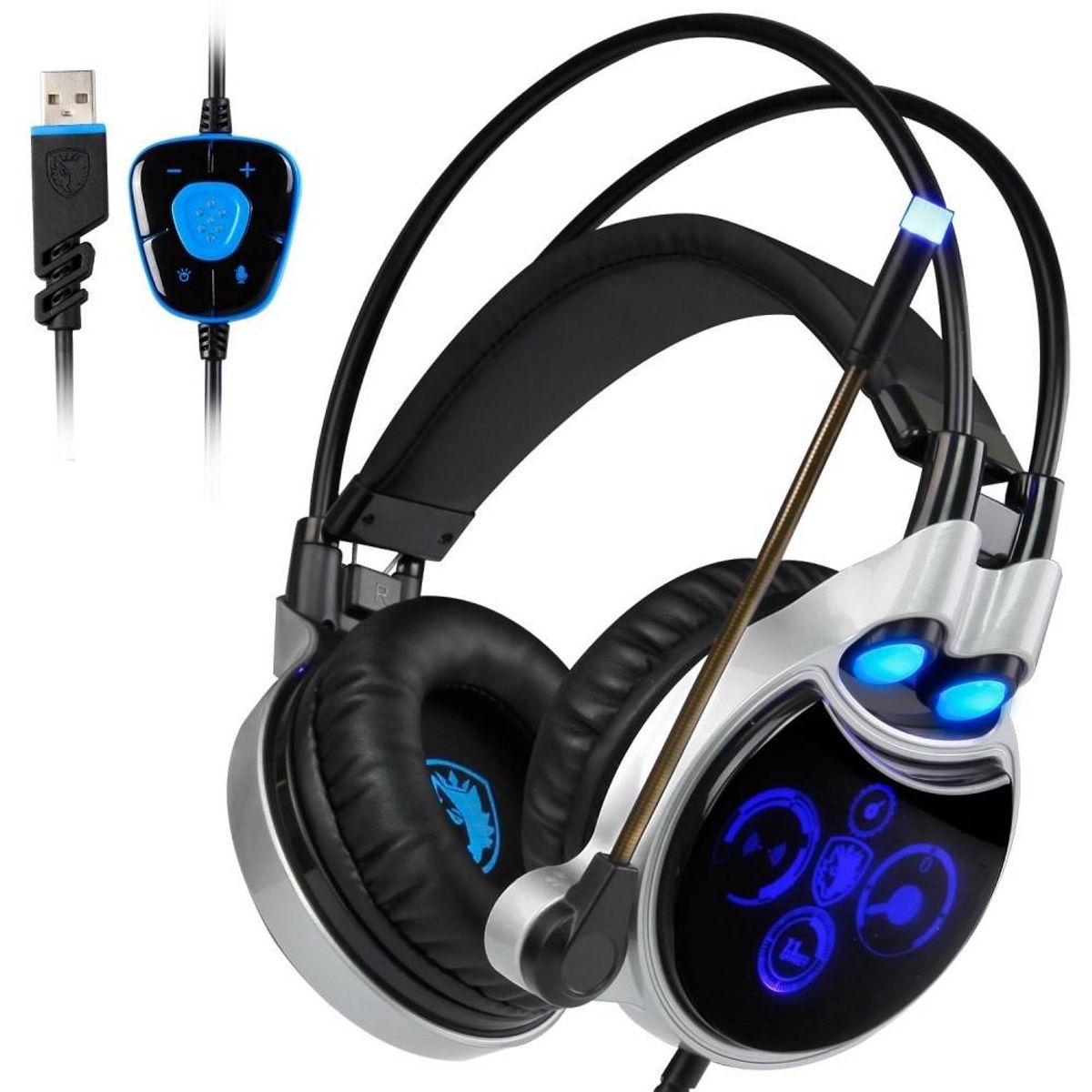 SADES - GAMING Høretelefoner - 50mm Driver - Stereo Surround 7.1 - Med LED lys - Kabel 2.2m