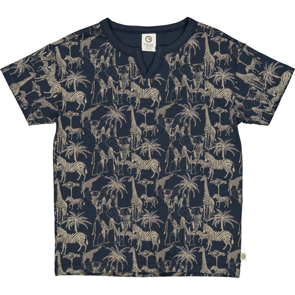 Safari t-shirt med v-hals - Night blue/ Cashmere - 104