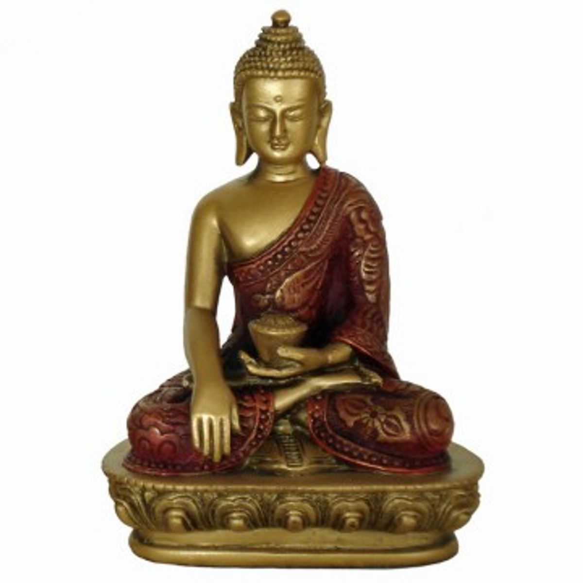 Sakyamuni Buddha guld/rød finish - Buddha statuer generelt - GodKarmaShop