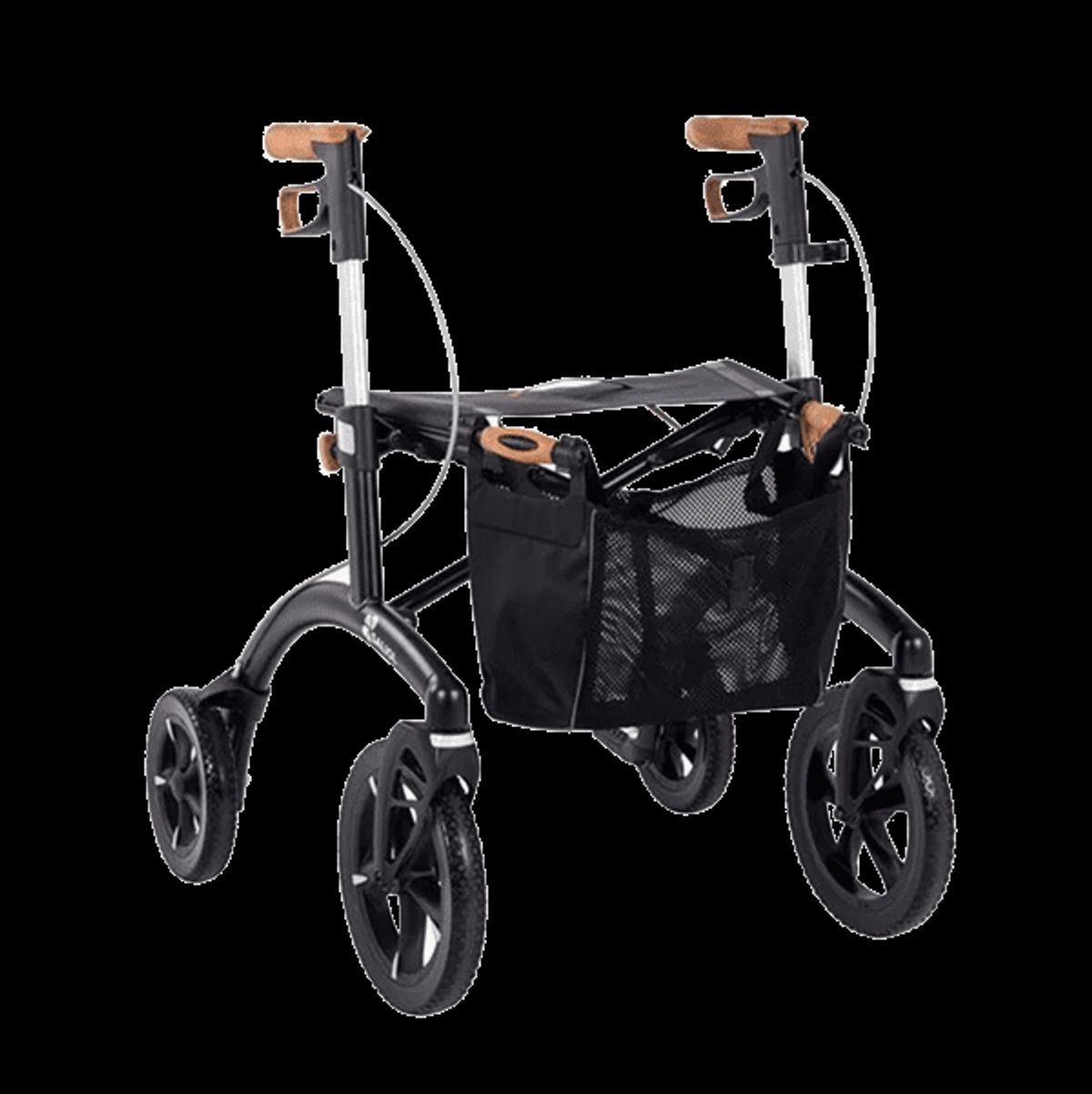 Saljol Letvægtsrollator i Aluminium - Mat sort - Sædehøjde 54 cm.