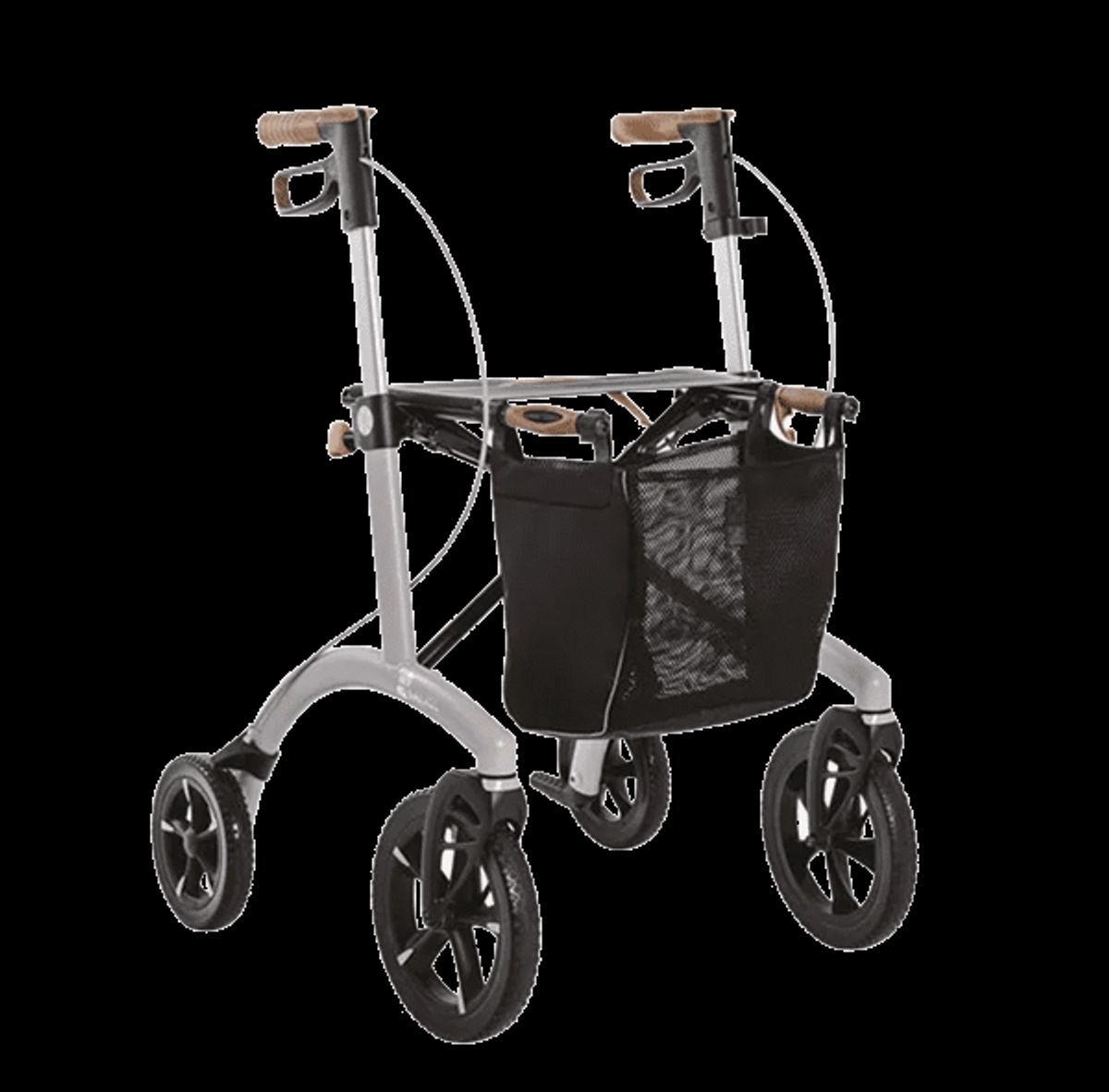 Saljol Letvægtsrollator i Aluminium - Perlemorsgrå - Sædehøjde 62 cm.