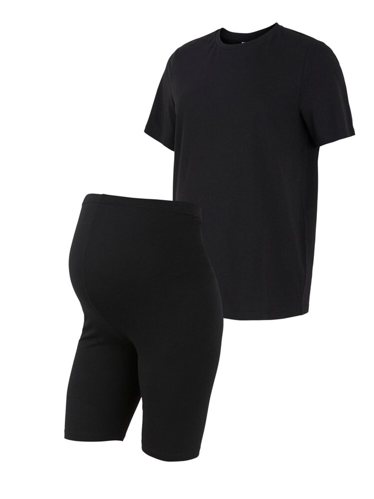 Sally solid t-shirt & shorts sæt - BLACK - L