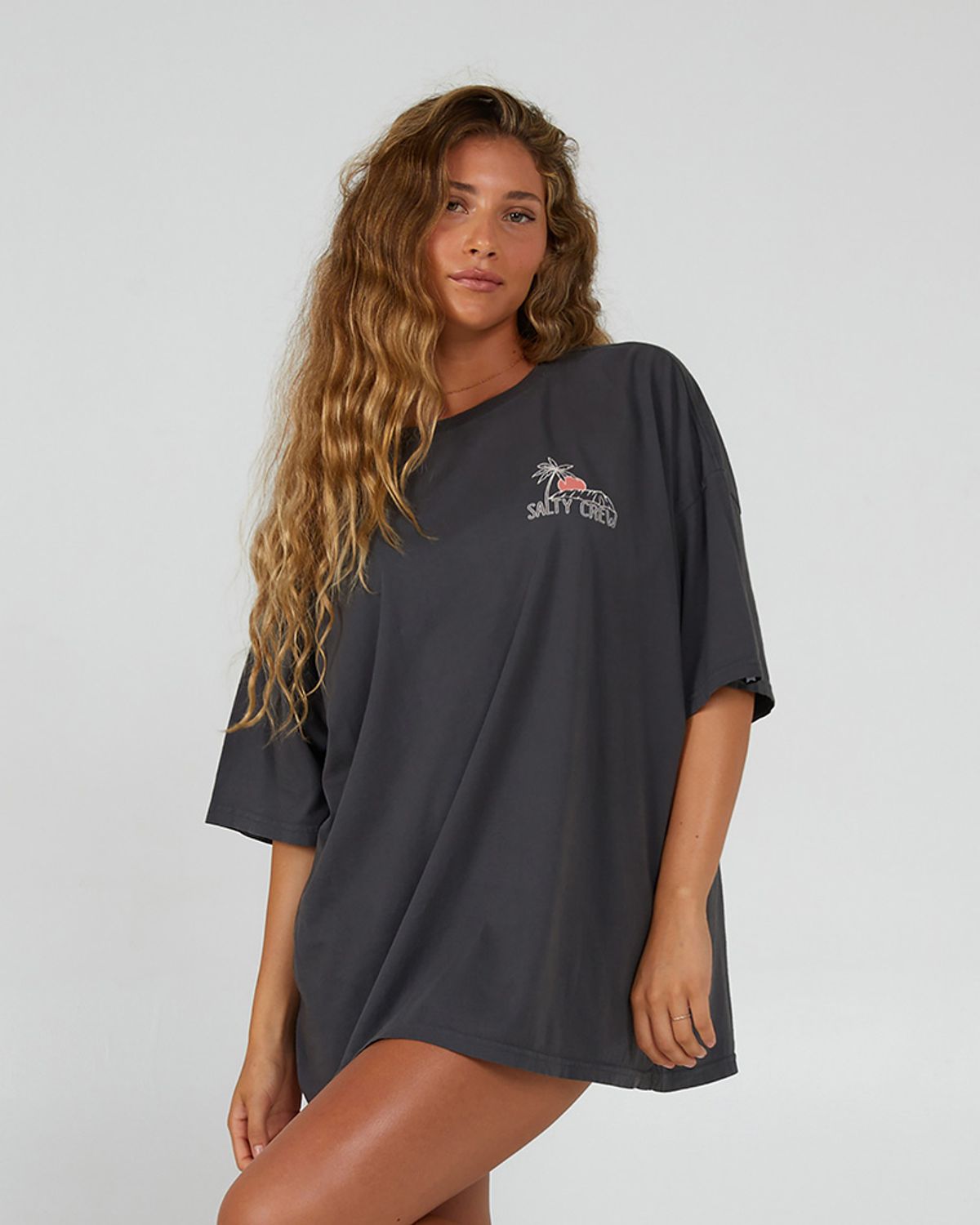 Salty Crew Joy Cover Up Tee - Charcoal - S/M