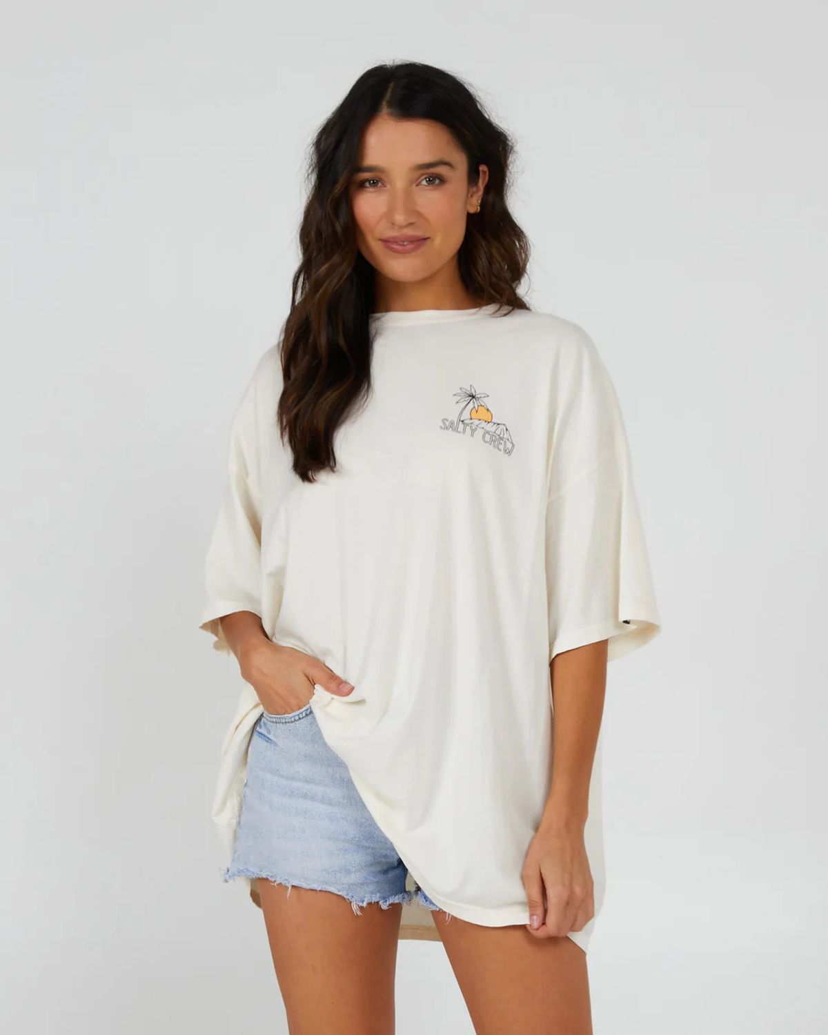 Salty Crew Joy Cover Up Tee - Off White - S/M