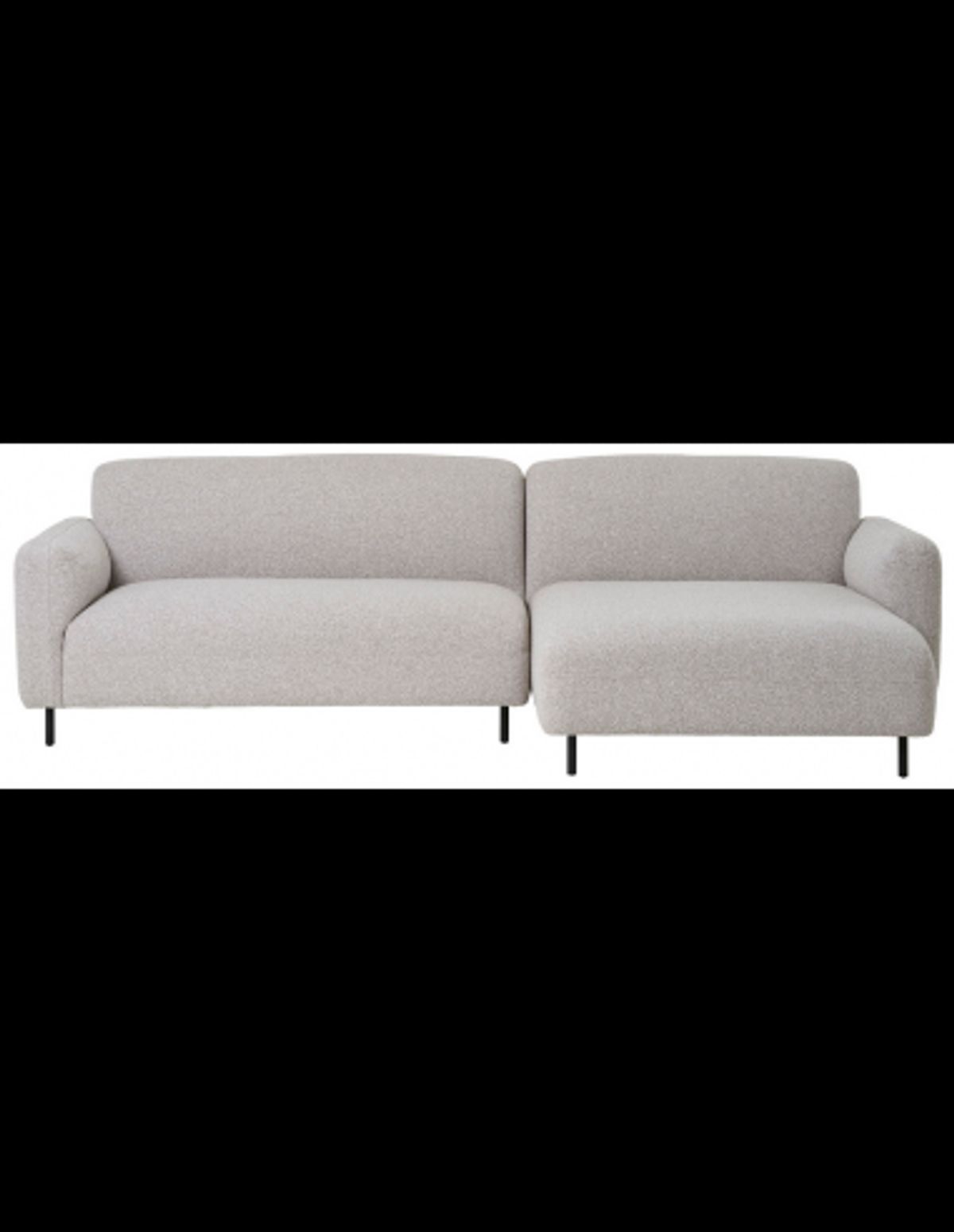 SALVA Højrevendt chaiselongsofa i bouclé 265 x 150 cm - Sort/Lysegrå