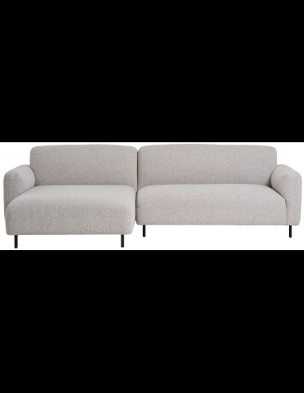 SALVA Venstrevendt chaiselongsofa i bouclé 265 x 150 cm - Sort/Lysegrå