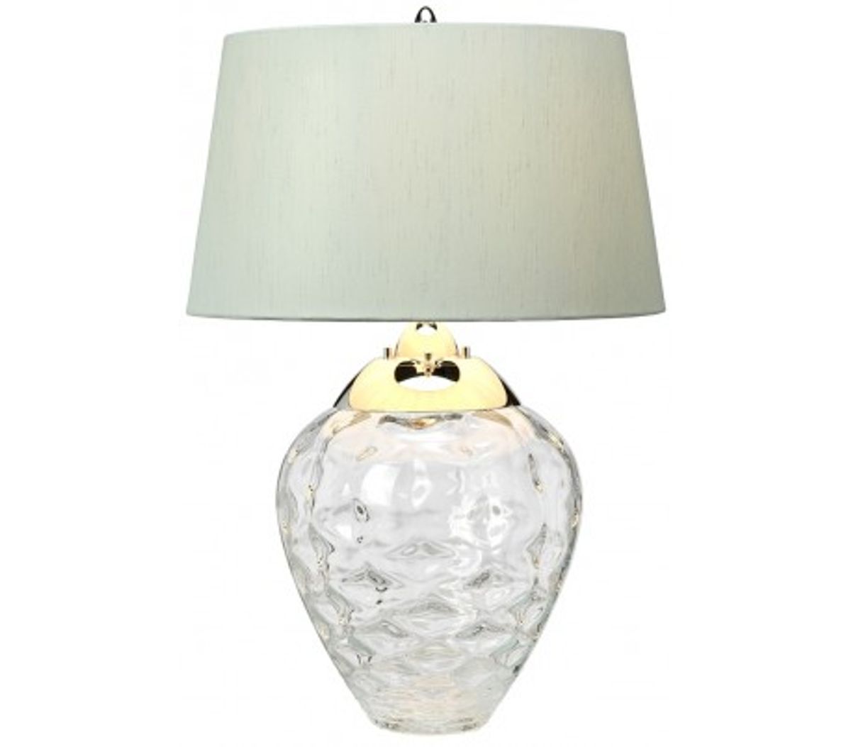 Samara Bordlampe i glas og tekstil H71 cm 1 x E27 + 1 x GU10 LED - Let røget/Chateau duck egg