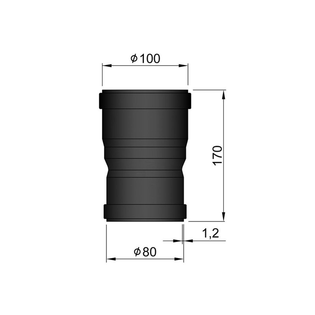 Samlemuffe Hun/Hun Ø80/100mm