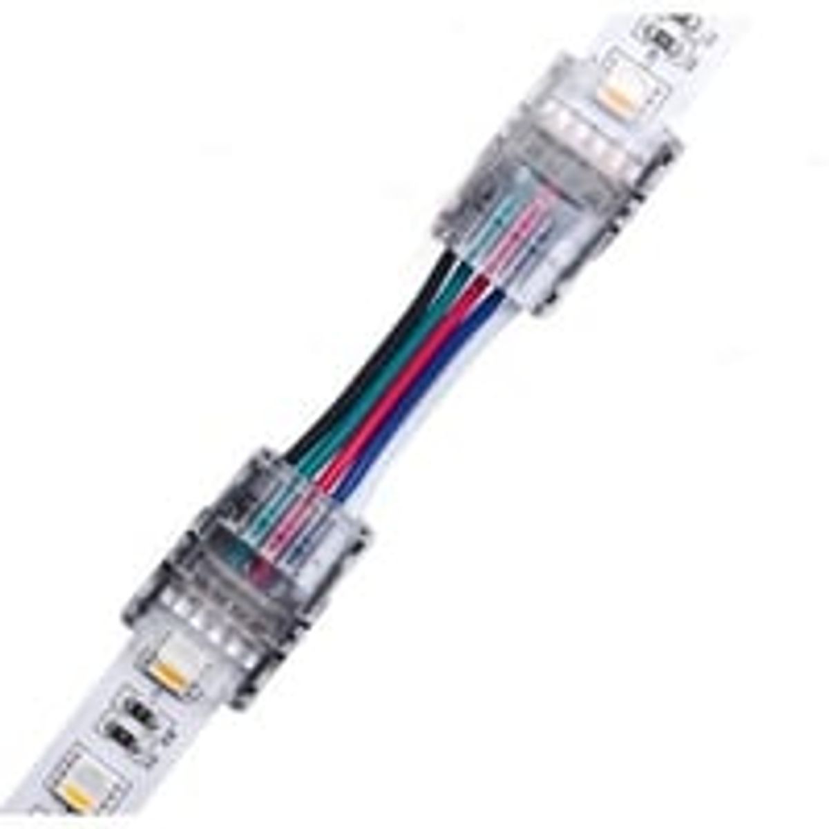 Samler med ledning til LED strip - 12mm, RGB+W, vandtt, 5V-24V