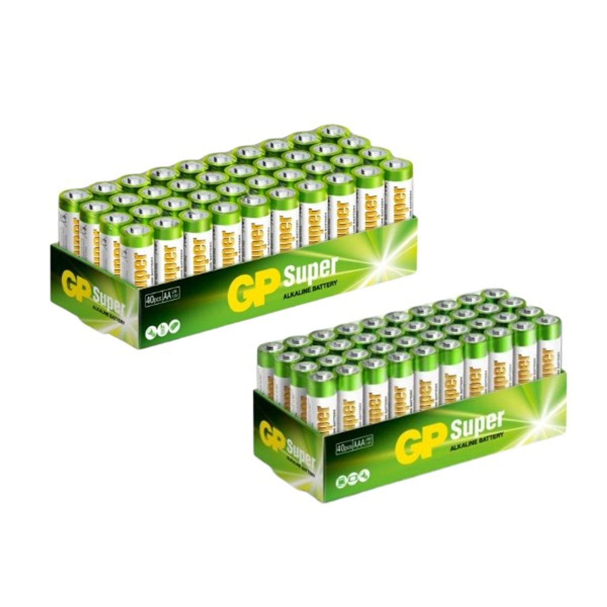 Sampak 40 stk AA + 40 stk. AAA batterier / Super Alkaline