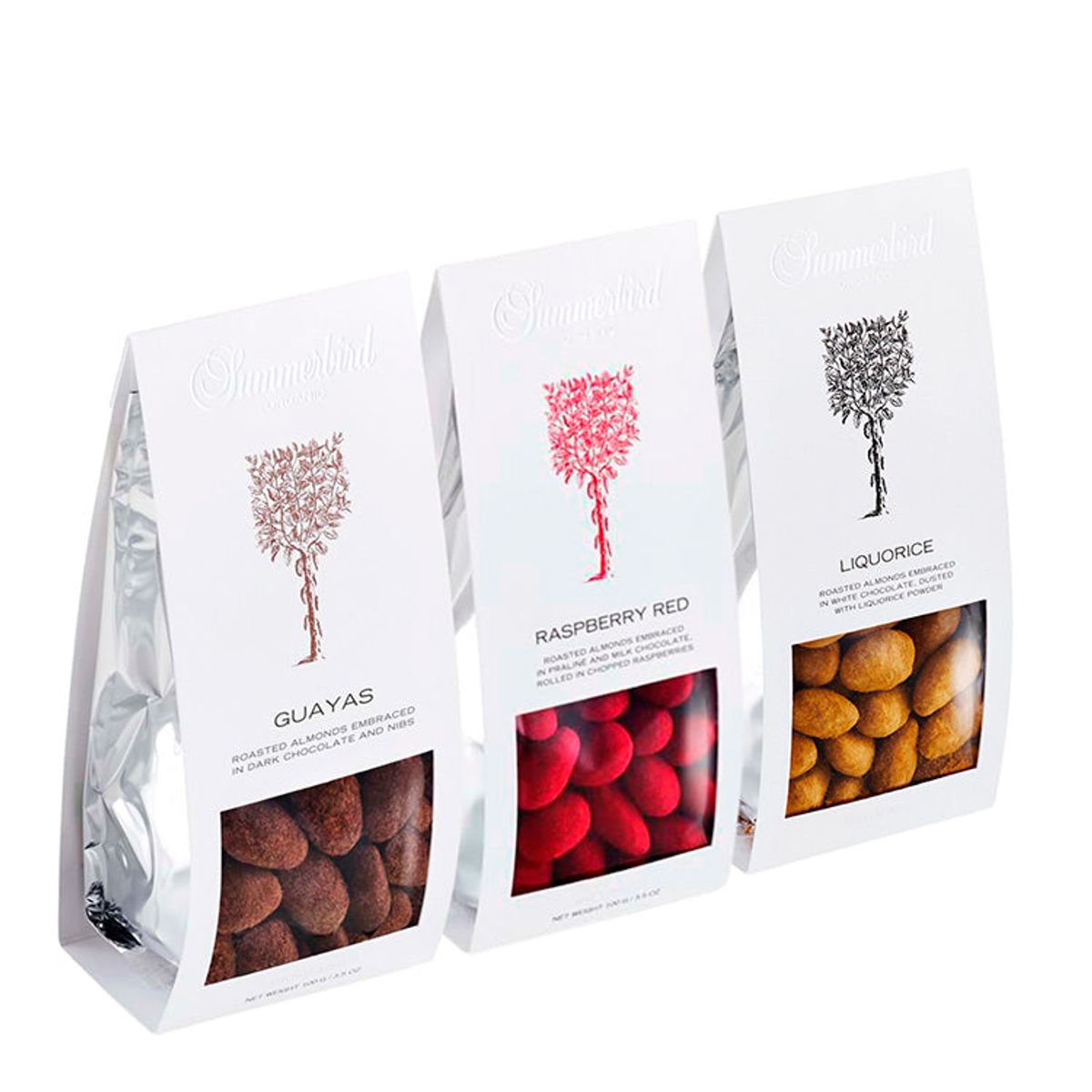 Sampak (mix selv) | 3 poser Chokoladedragérede mandler | Summerbird - Amber Dragée / Coffee Lovers / Raspberry Red