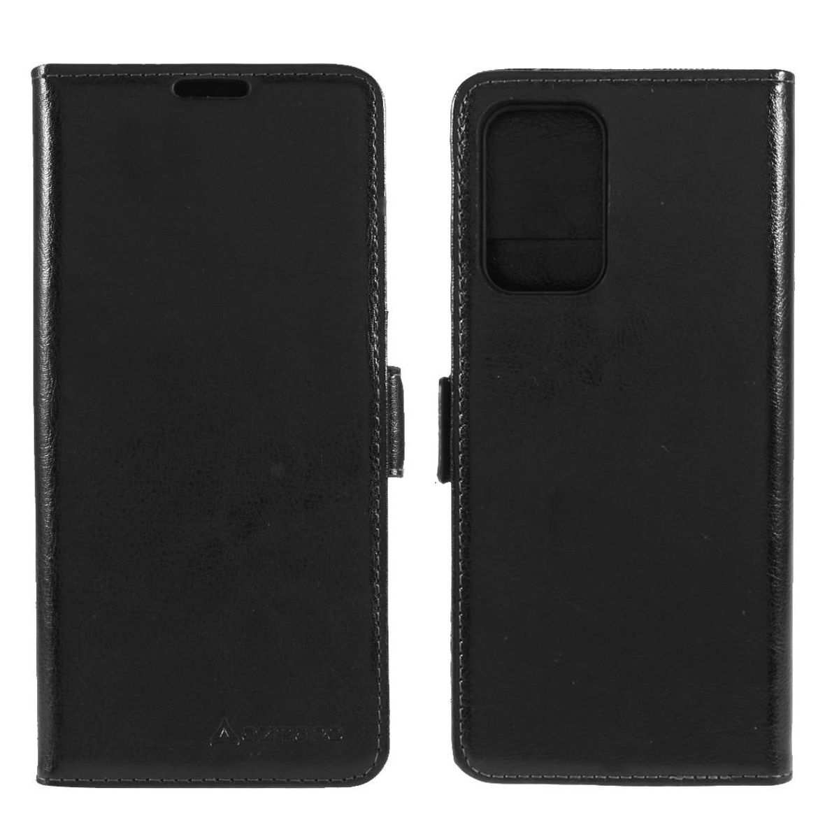 Samsung Galaxy A72 - AZMARO ægte læder cover / pung - Sort