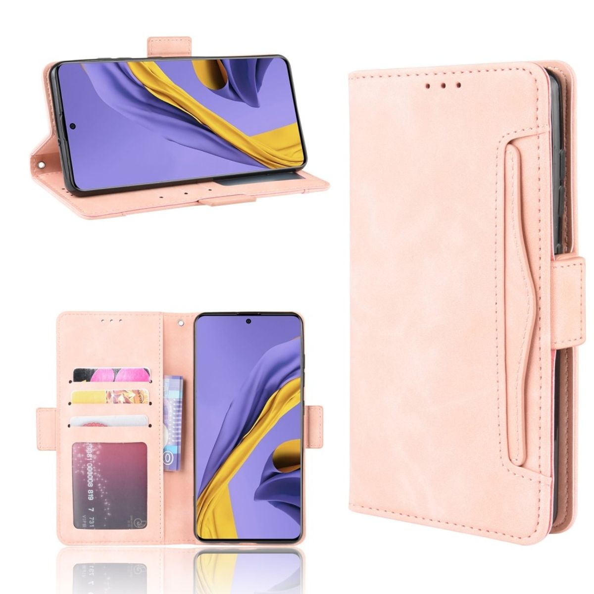 Samsung Galaxy M51 - Læder cover / pung - Udvendig aftagelig kortholder - Pink