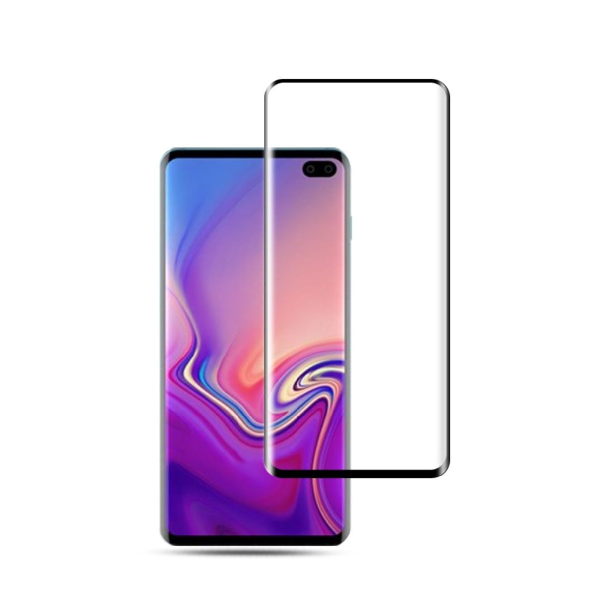 Samsung Galaxy S10 - MOCOLO curved beskyttelsesglas m/komplet dækning - Sort