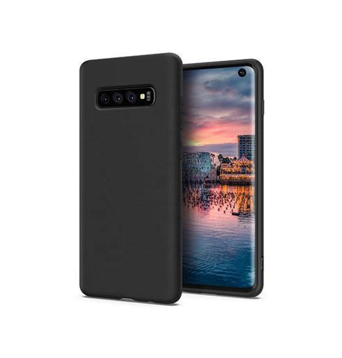 Samsung Galaxy S10 - Novo Frosted Matte Slim Silikone Cover - Sort