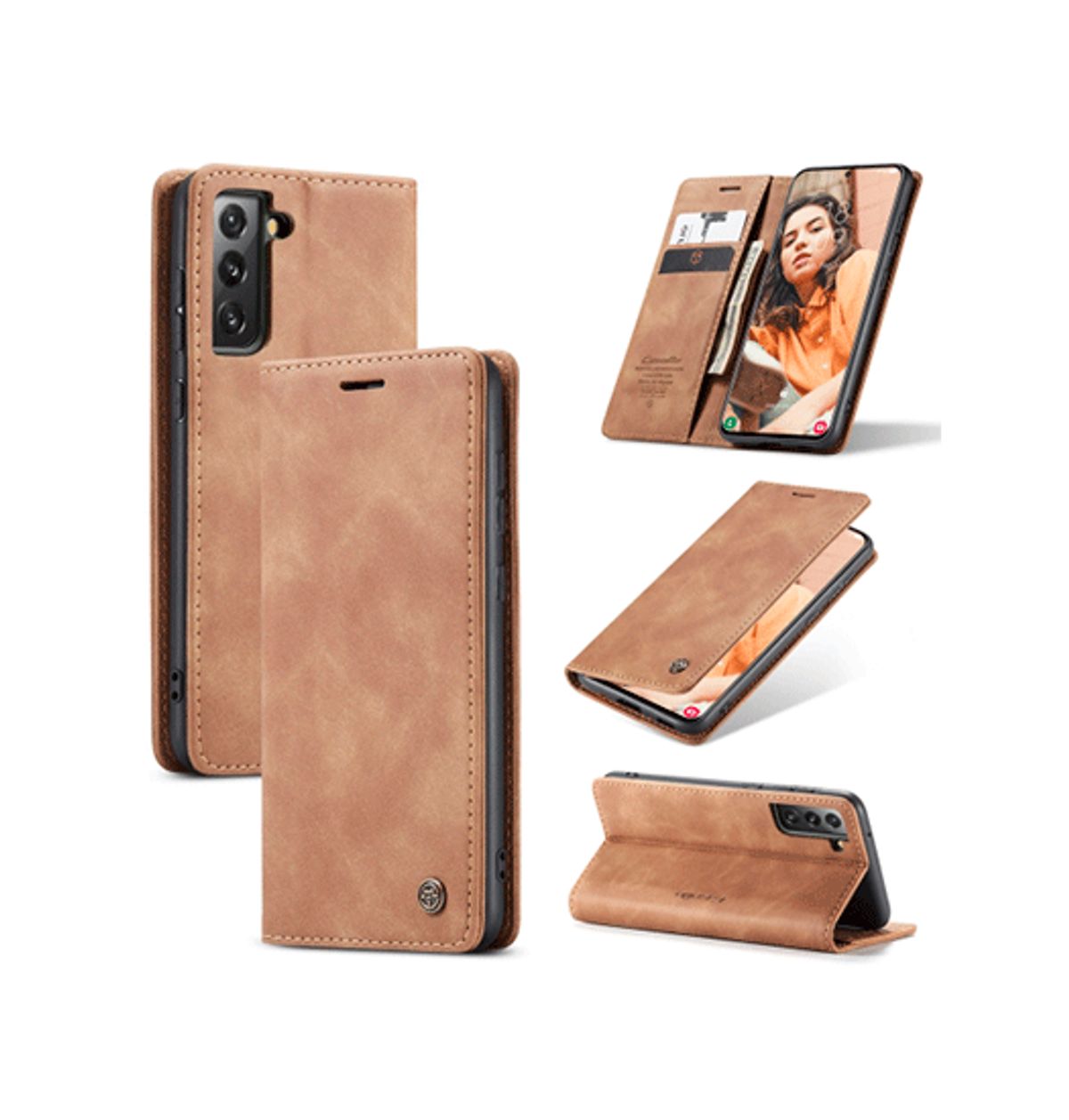 Samsung Galaxy S21 5G - CaseMe&trade; Noble Læder Etui / Pung - Brun