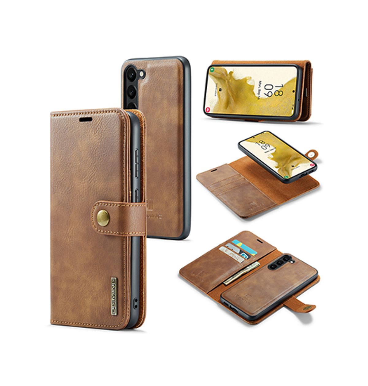 Samsung Galaxy S21 5G - DG.MING&trade; Vintage 2-In-1 Læder Etui M. Cover - Brun