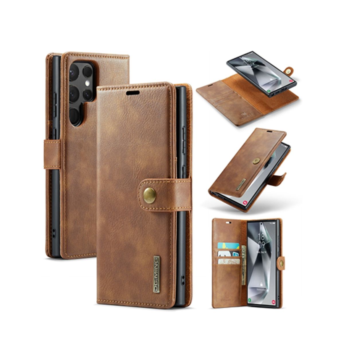 Samsung Galaxy S21 Ultra - DG.MING&trade; Vintage 2-In-1 Læder Etui M. Cover - Brun