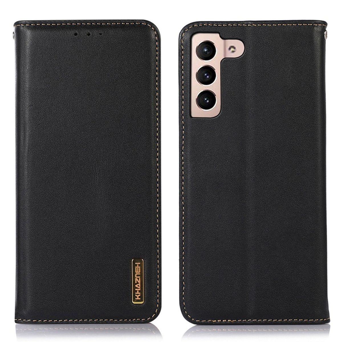 Samsung Galaxy S23 5G - KHAZNEH ægte læder cover - Sort