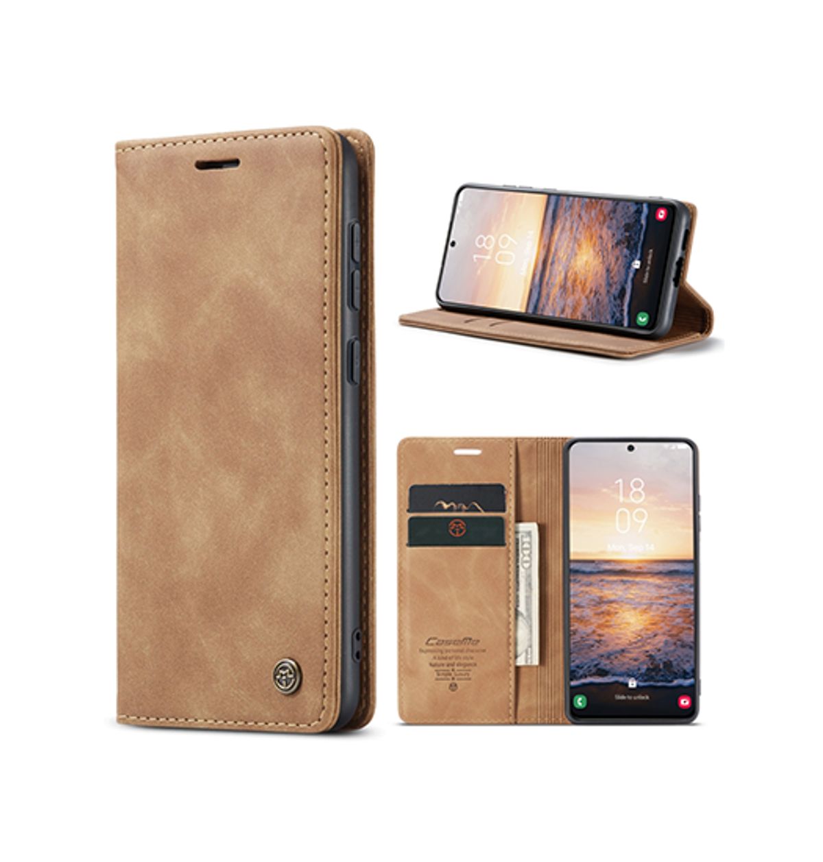 Samsung Galaxy S23+ - CaseMe&trade; Noble Læder Etui / Pung - Brun