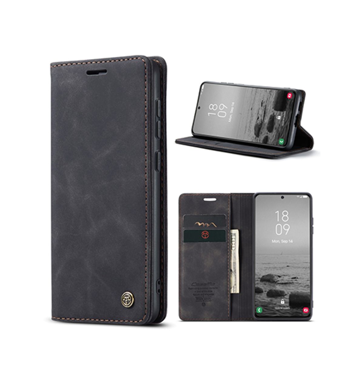 Samsung Galaxy S23+ - CaseMe&trade; Noble Læder Etui / Pung - Sort