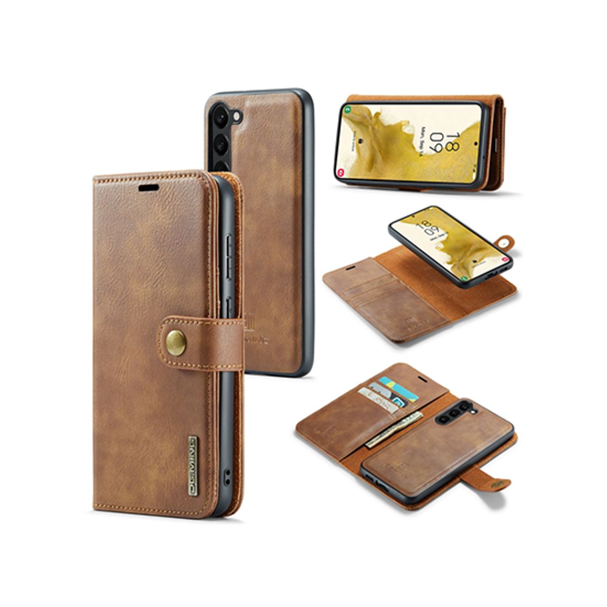 Samsung Galaxy S23+ - DG.MING&trade; Vintage 2-In-1 Læder Etui M. Cover - Brun