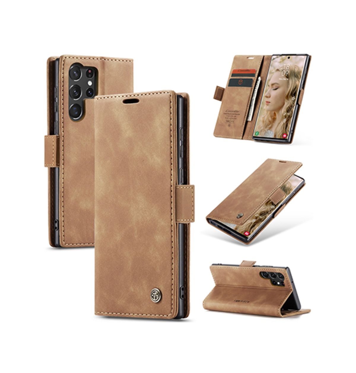 Samsung Galaxy S23 Ultra - CaseMe&trade; Noble Læder Etui / Pung - Brun