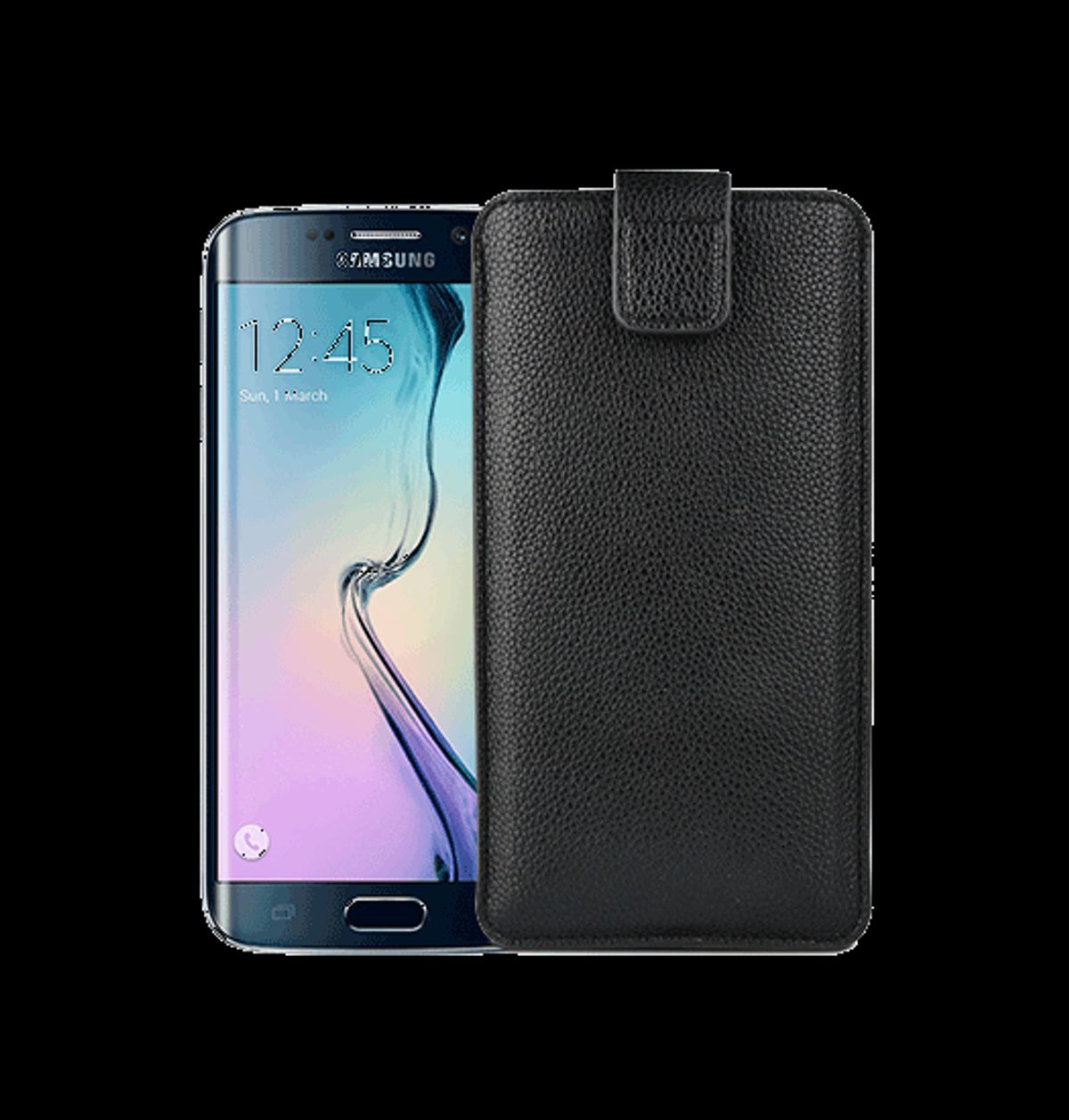 Samsung Galaxy S7 Edge - Verona Læder Sleeve M. Lukning - Black Onyx