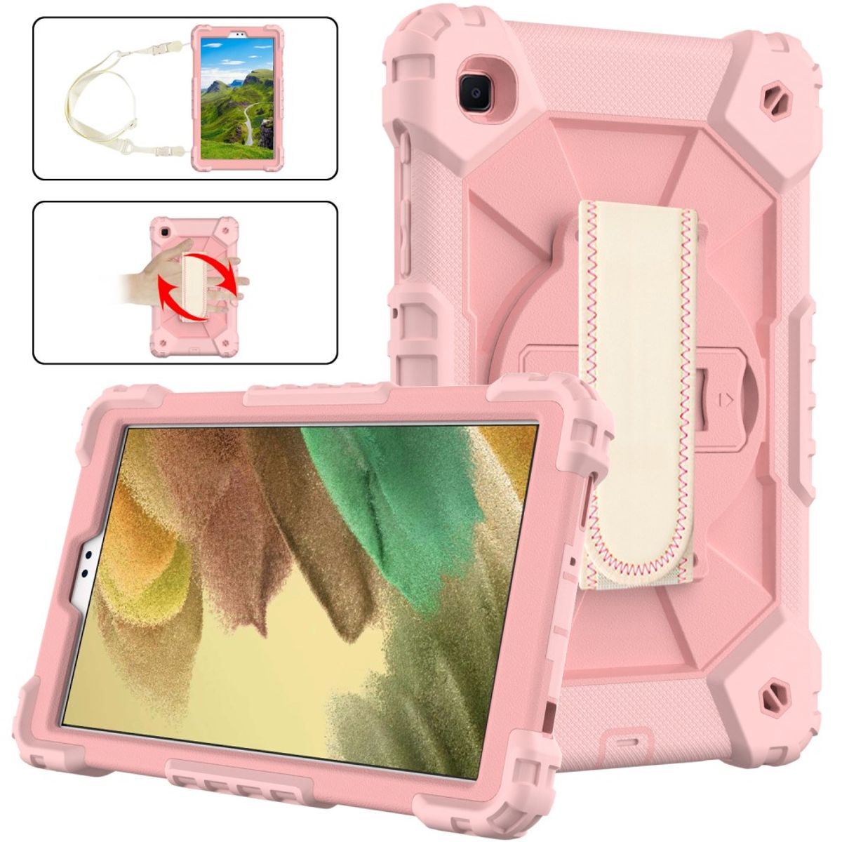 Samsung Galaxy Tab A7 Lite 8.7 - Shockproof cover med indbygget skærmbeskytter - Rosa guld