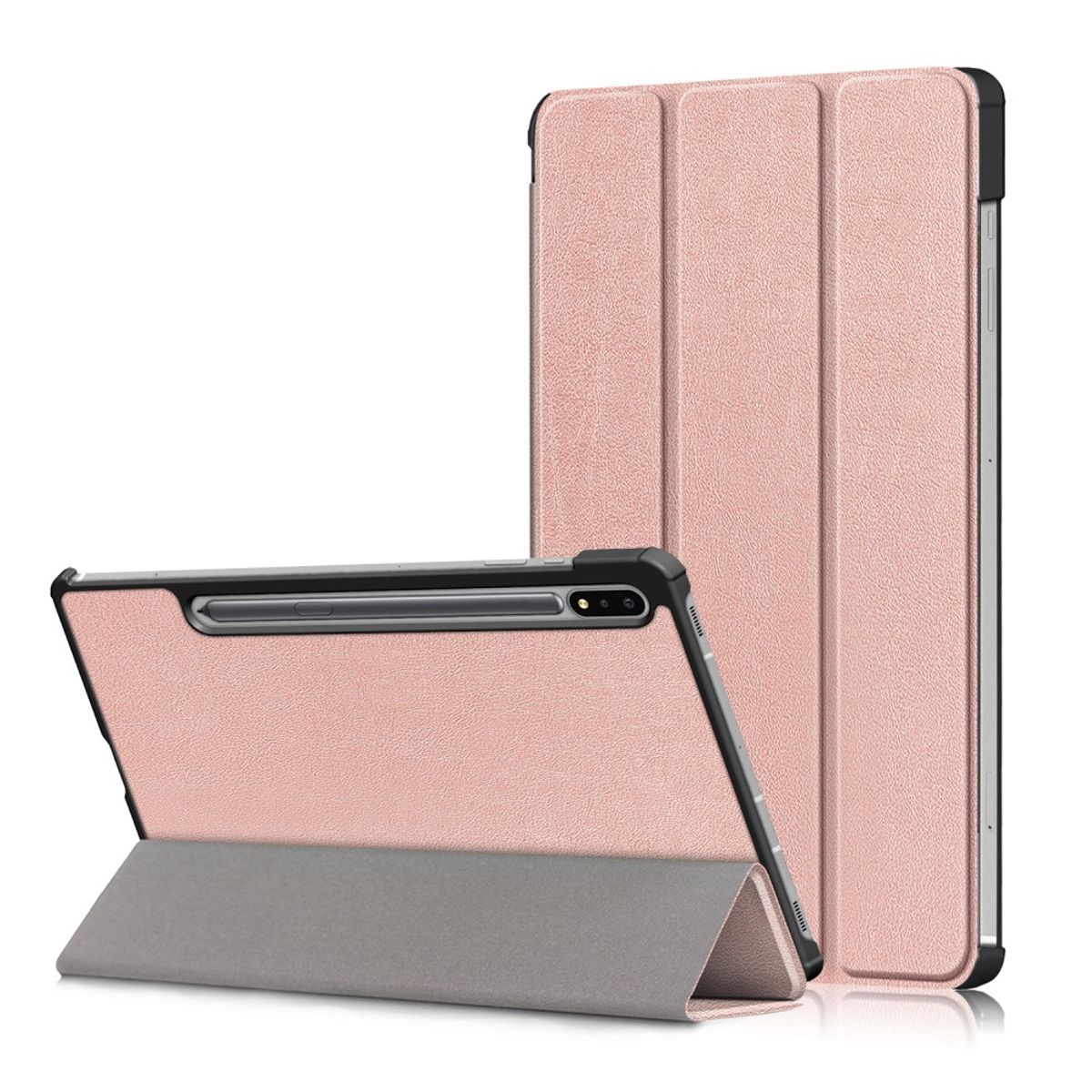 Samsung Galaxy Tab S8 Plus / Tab S8 Plus 5G / Tab S7 Plus / Tab S7 FE - Tri-Fold læder cover - Rosa guld