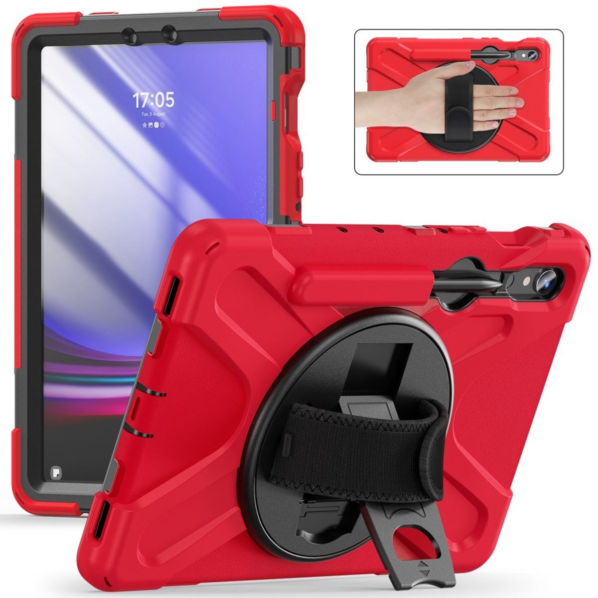 Samsung Galaxy Tab S9 - Armor Hybrid cover - 360 grader roterbar - Rød