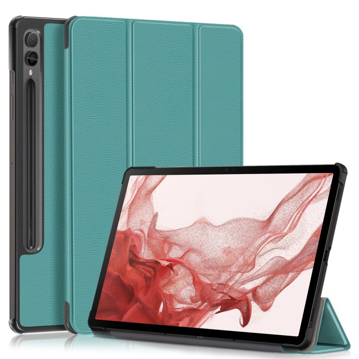 Samsung Galaxy Tab S9 Plus - Smart Tri-Fold læder cover - Dybgrøn