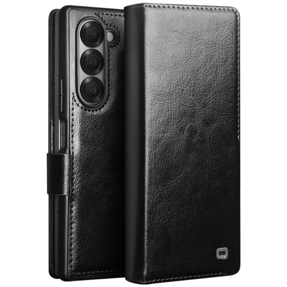 Samsung Galaxy Z Fold6 5G - QIALINO Classic Slim ægte læder cover - Sort