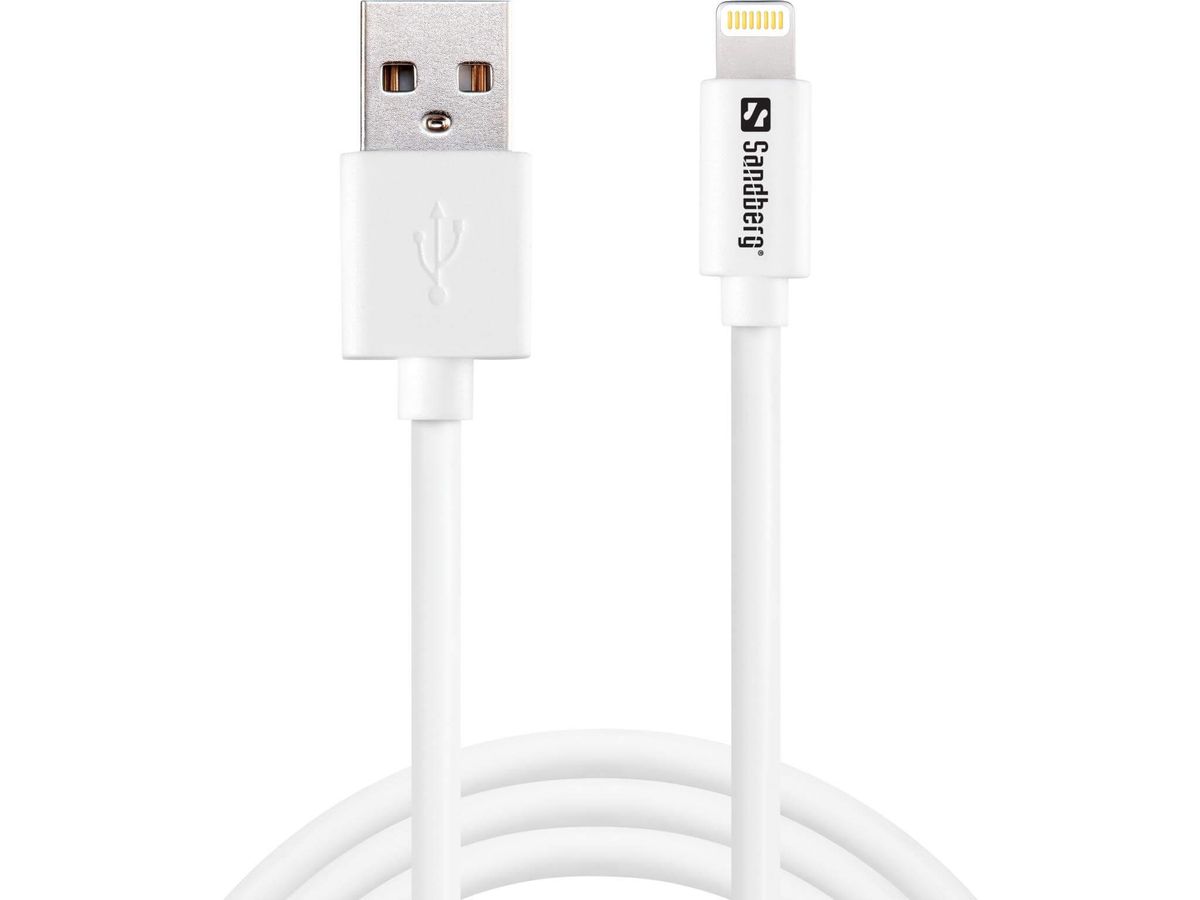 Sandberg USB - lightning kabel, 2 m, hvid