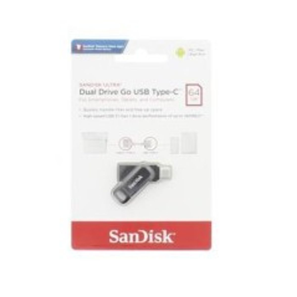 SanDisk Ultra Dual Drive Go 64GB USB 3.1 Gen 1 / USB-C Sort