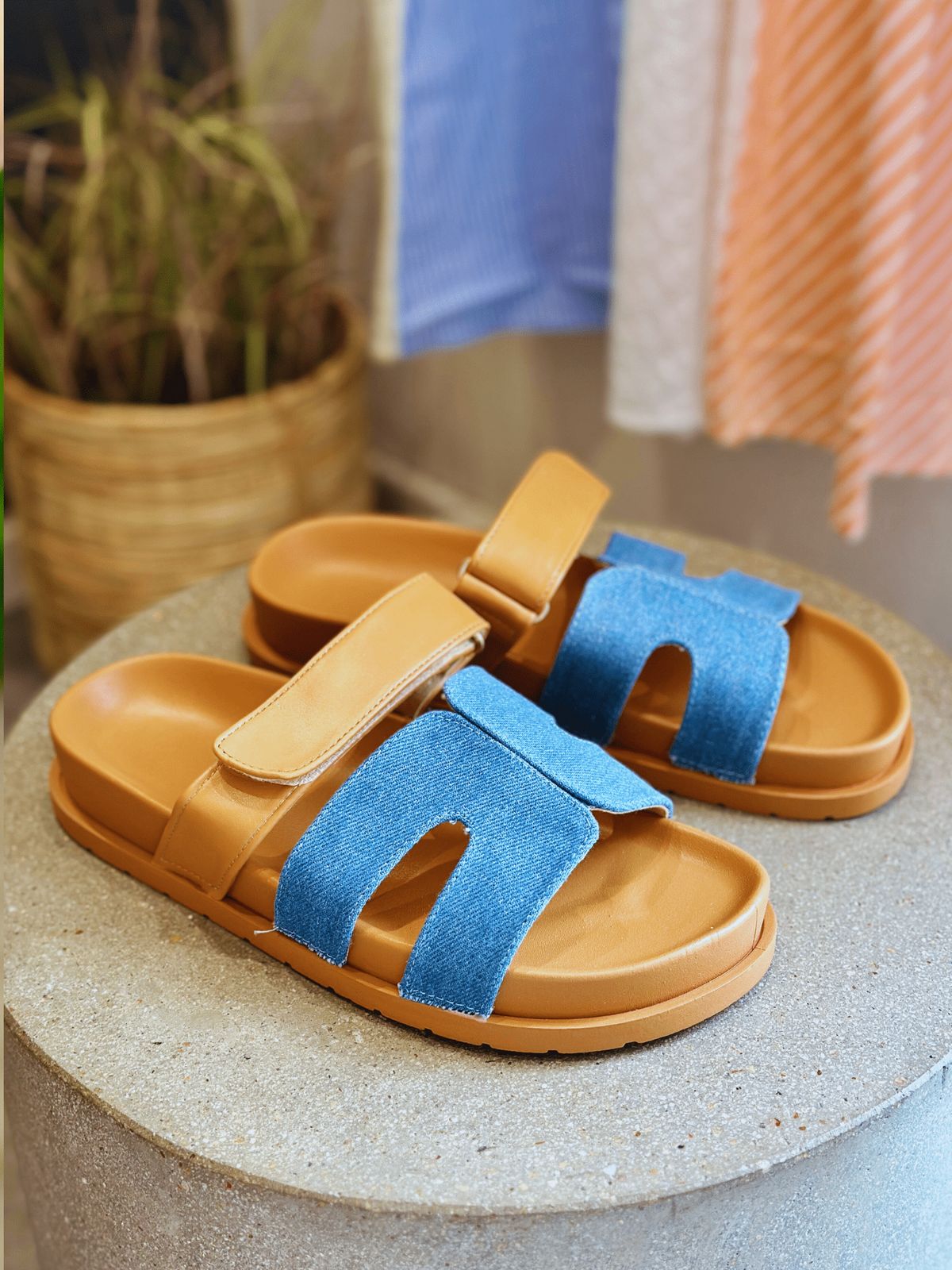 Sandra Sandal Med Velcro - Dark Jeans 39