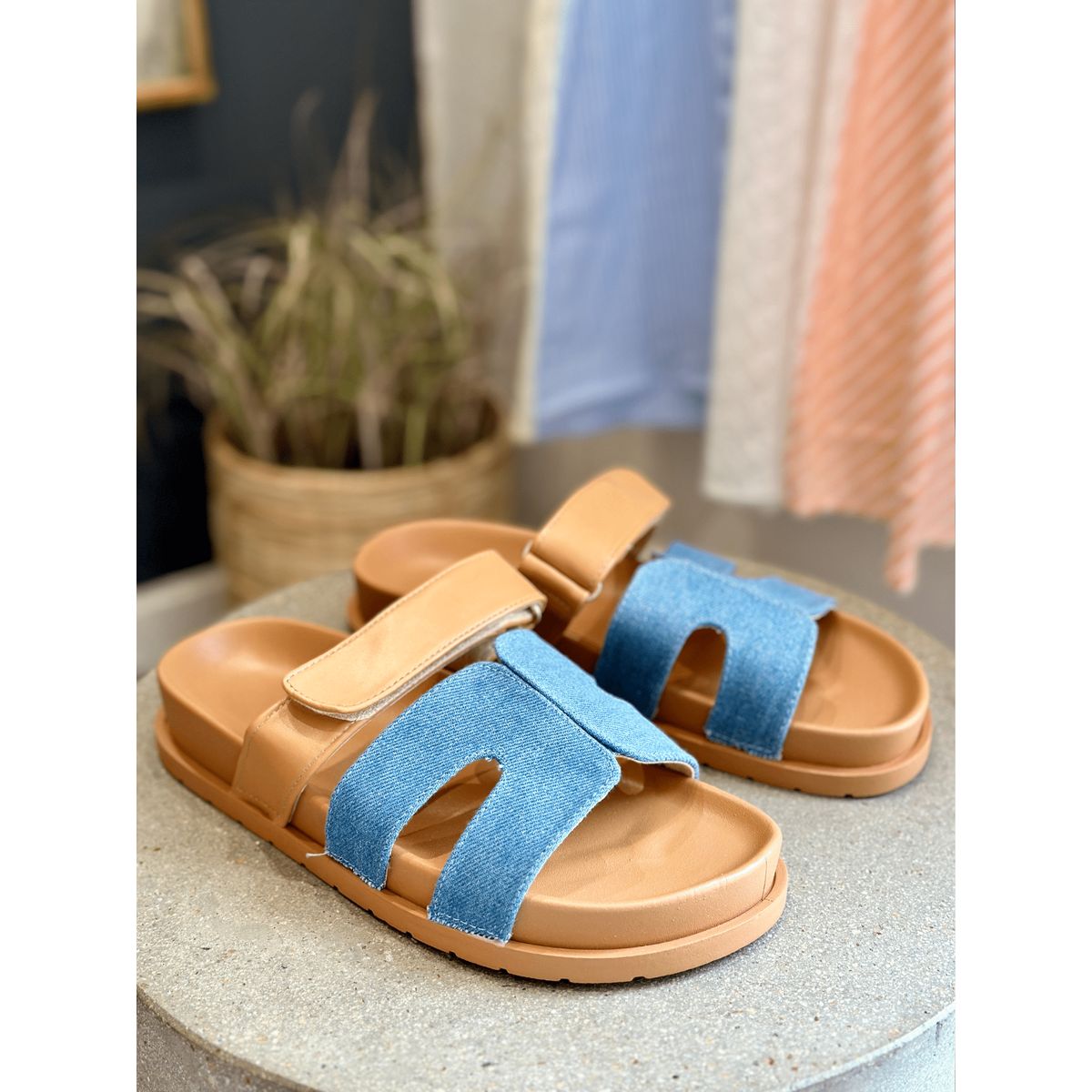 Sandra Sandal Med Velcro - Light Jeans 36