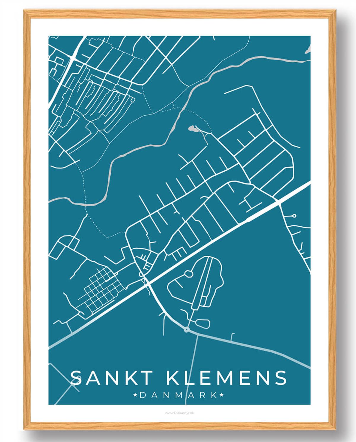 Sankt Klemens by plakat - blå (Størrelse: L - 50x70cm (B2))