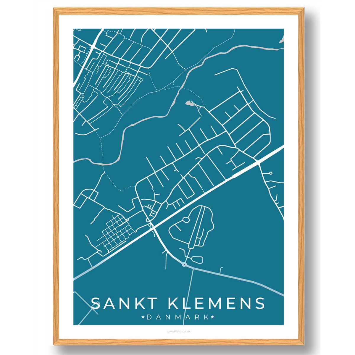 Sankt Klemens by plakat - blå (Størrelse: S - 21x29,7cm (A4))