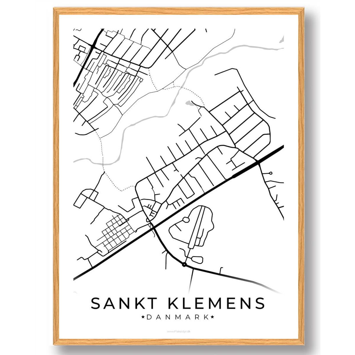 Sankt Klemens by plakat - hvid (Størrelse: M - 30x40cm)