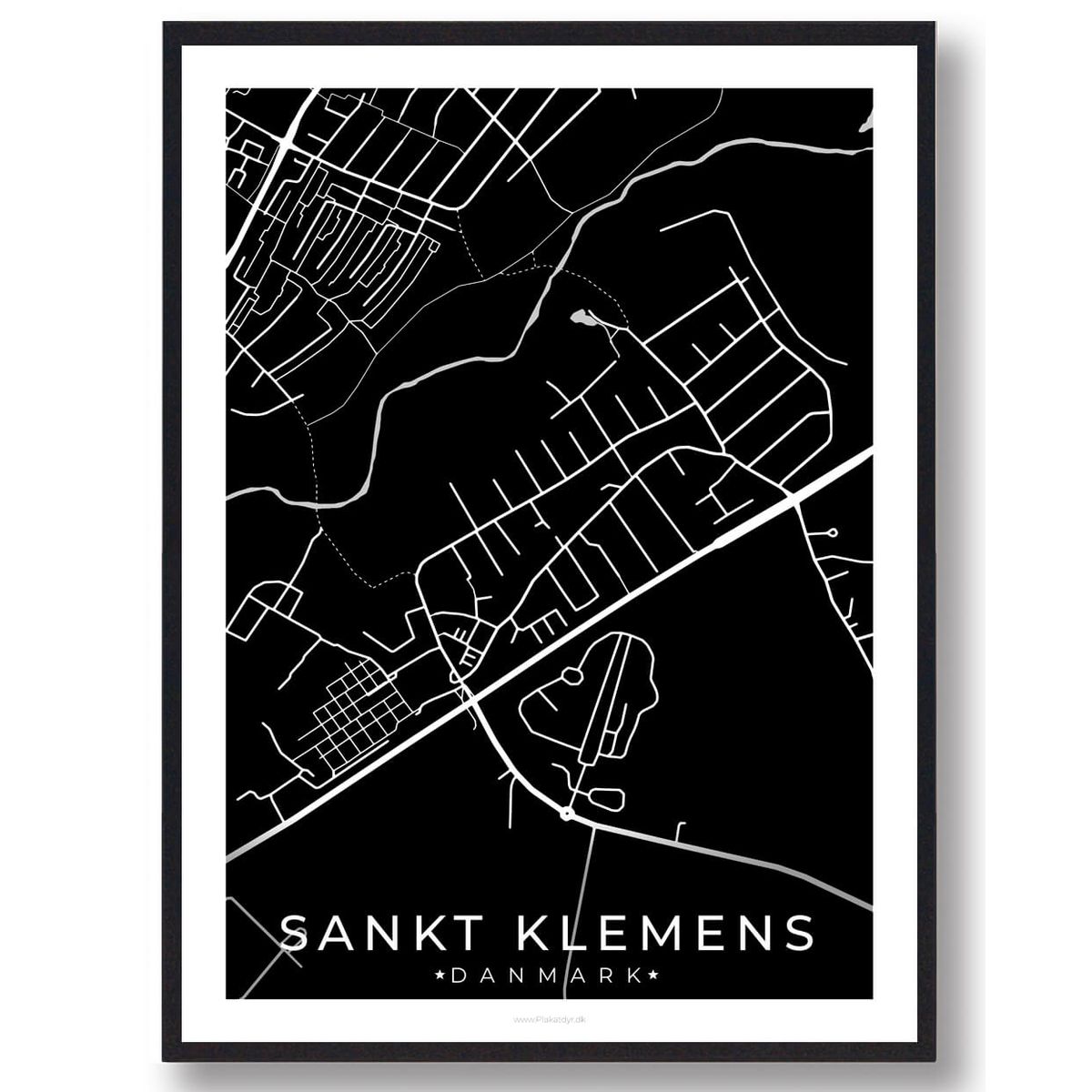 Sankt Klemens by plakat - sort (Størrelse: M - 30x40cm)