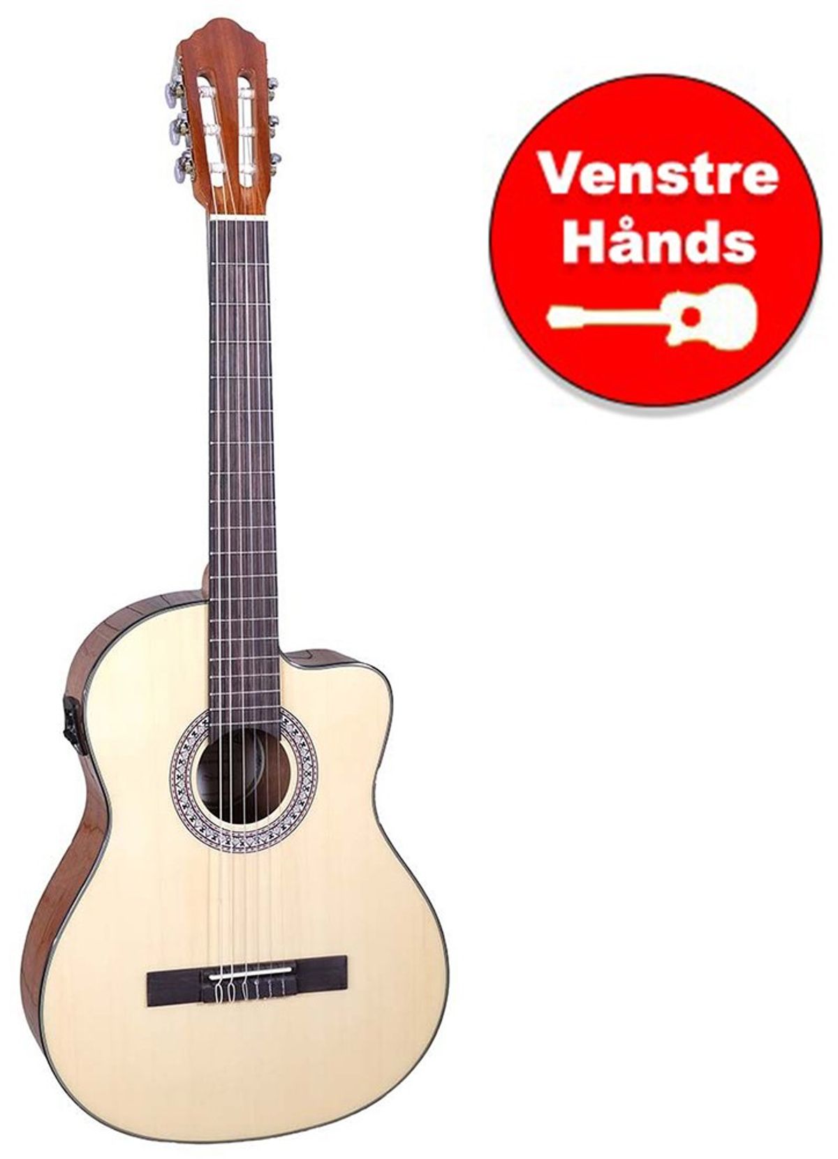 Santana B8 EQ CW v2 venstrehånds klassisk 4/4 guitar med pickup og tuner - Natur