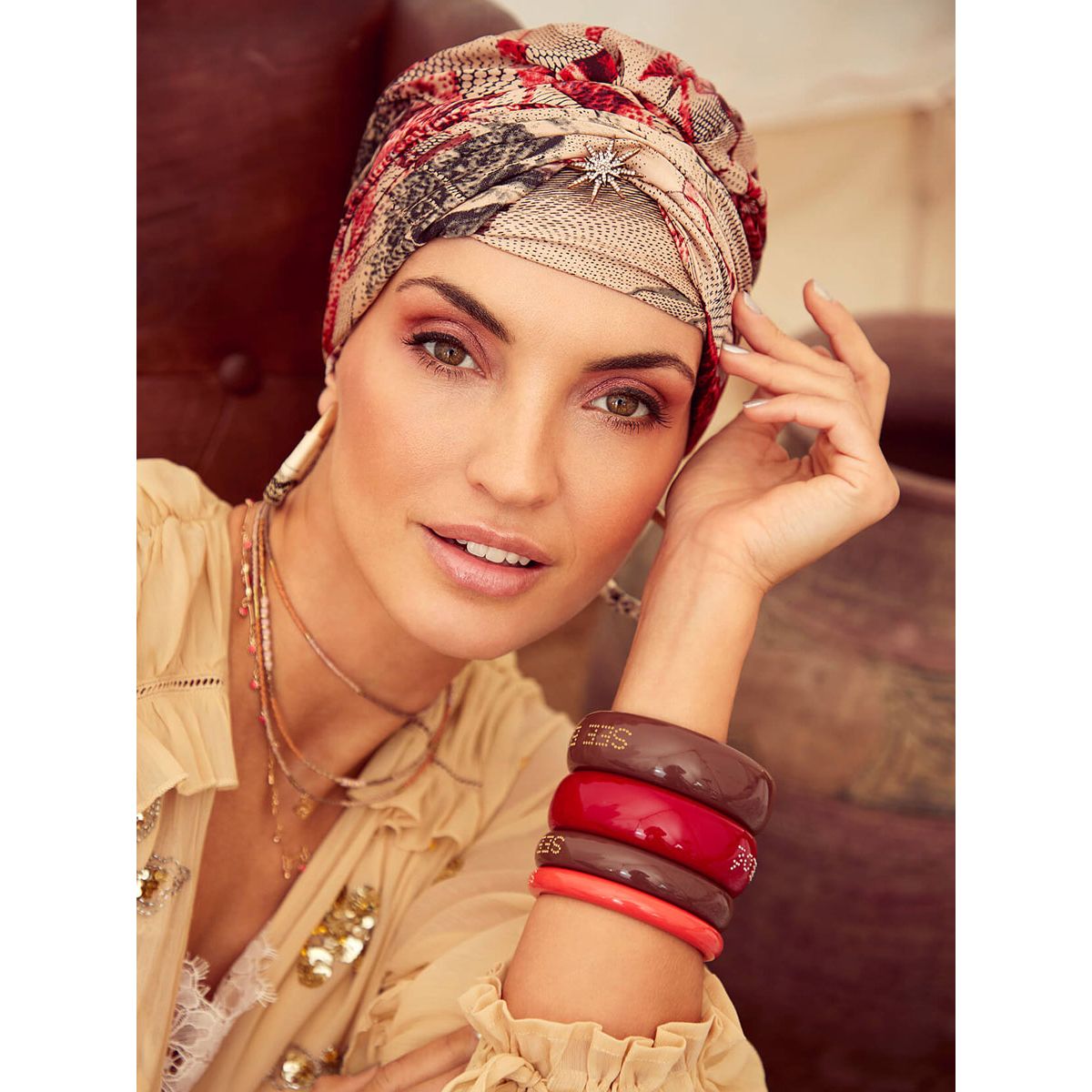 Sapphire Turban | Flowerpot Red